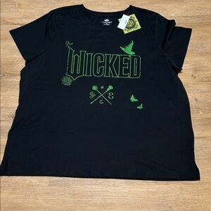 Maurices Black Short Sleeve 'Wicked' Graphic Tee with Green Print